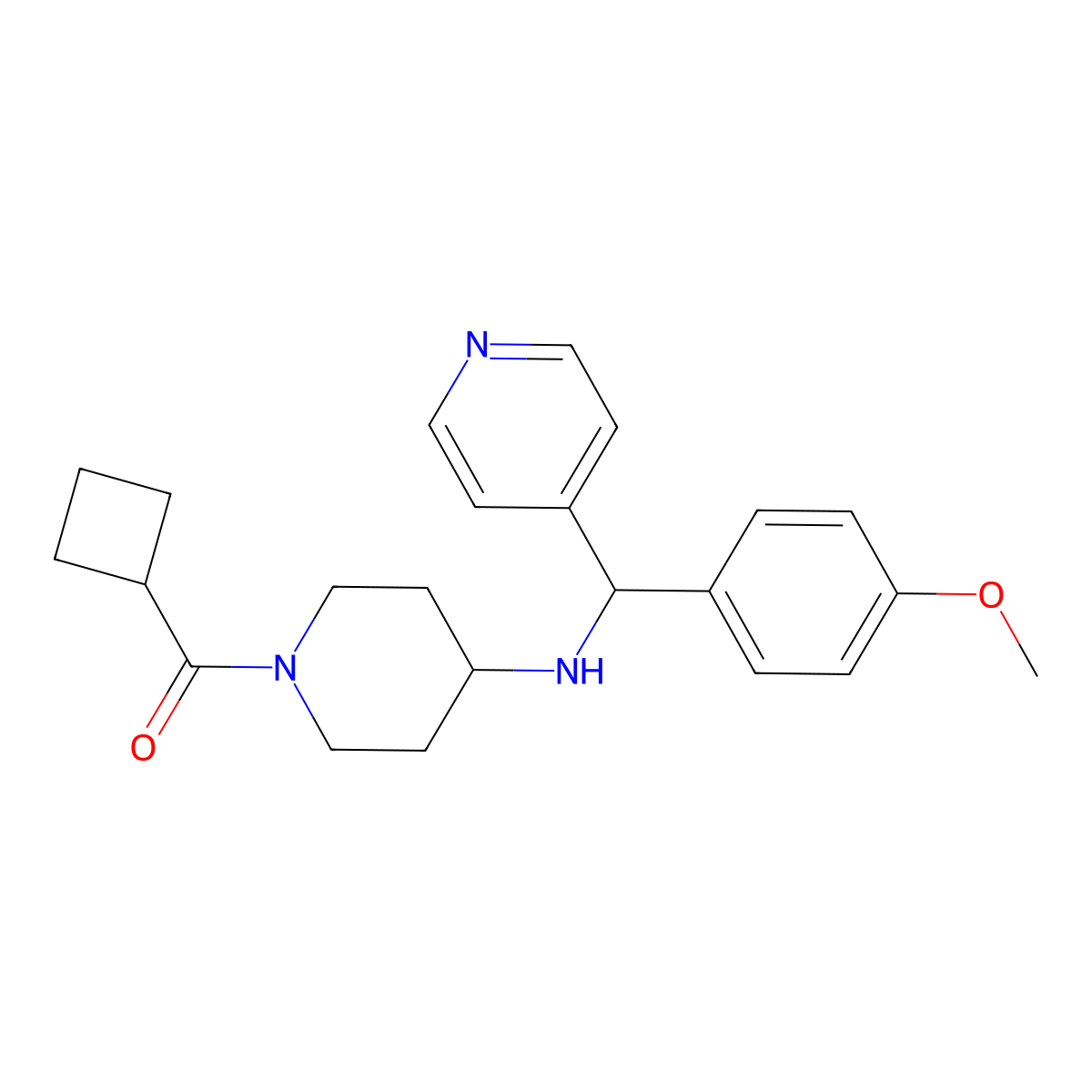 1-(cyclobutylcarbonyl)-N-[(4-methoxyphenyl)(pyridin-4-yl)methyl]piperidin-4-amine molecular structure, CAS 2193145-97-8