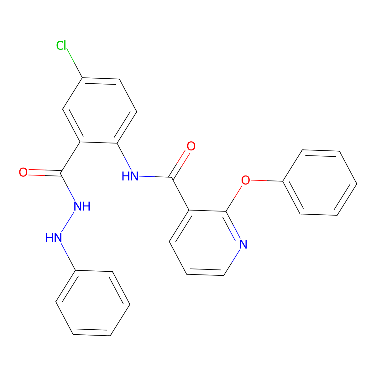 5-Chloro-2-[[(2-phenoxy-3-pyridinyl)carbonyl]amino]benzoic acid 2-phenylhydrazide molecular structure, CAS 219315-23-8