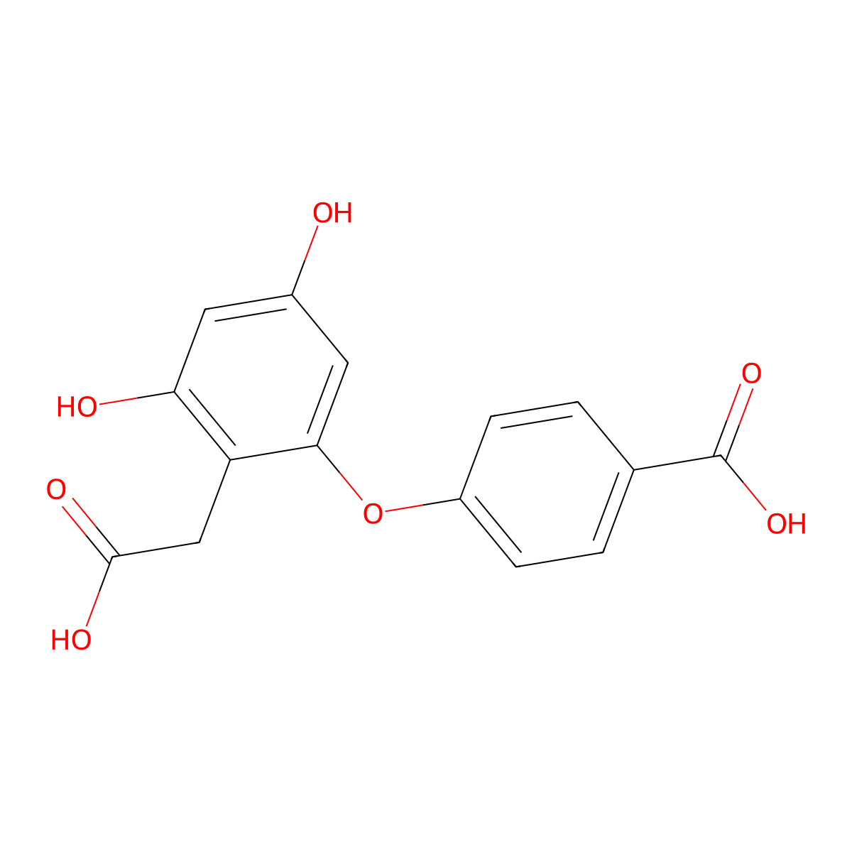 4-(2-(Carboxymethyl)-3,5-dihydroxyphenoxy)benzoic acid molecular structure, CAS 2193189-82-9