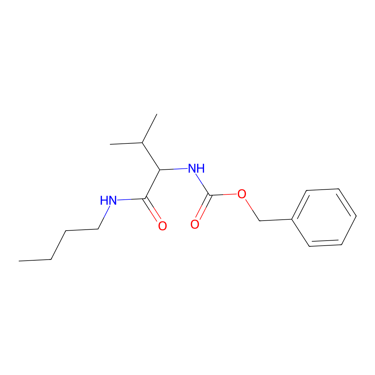 (S)-Benzyl (1-(butylamino)-3-methyl-1-oxobutan-2-yl)carbamate molecular structure, CAS 219323-42-9