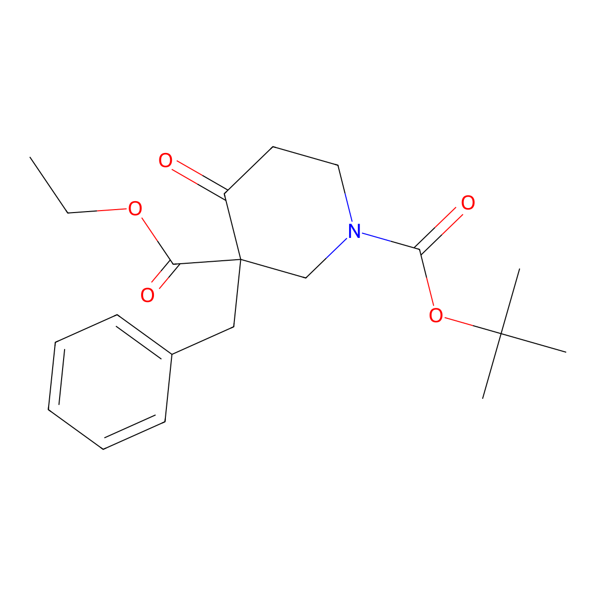 1-Tert-butyl 3-ethyl 3-benzyl-4-oxopiperidine-1,3-dicarboxylate molecular structure, CAS 219324-21-7