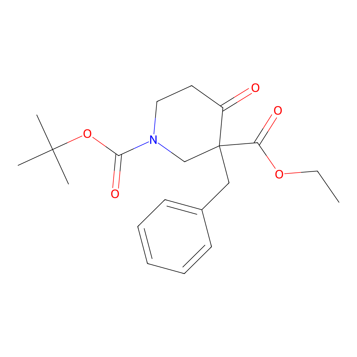 1-Tert-butyl 3-ethyl 3-benzyl-4-oxopiperidine-1,3-dicarboxylate molecular structure, CAS 219324-21-7