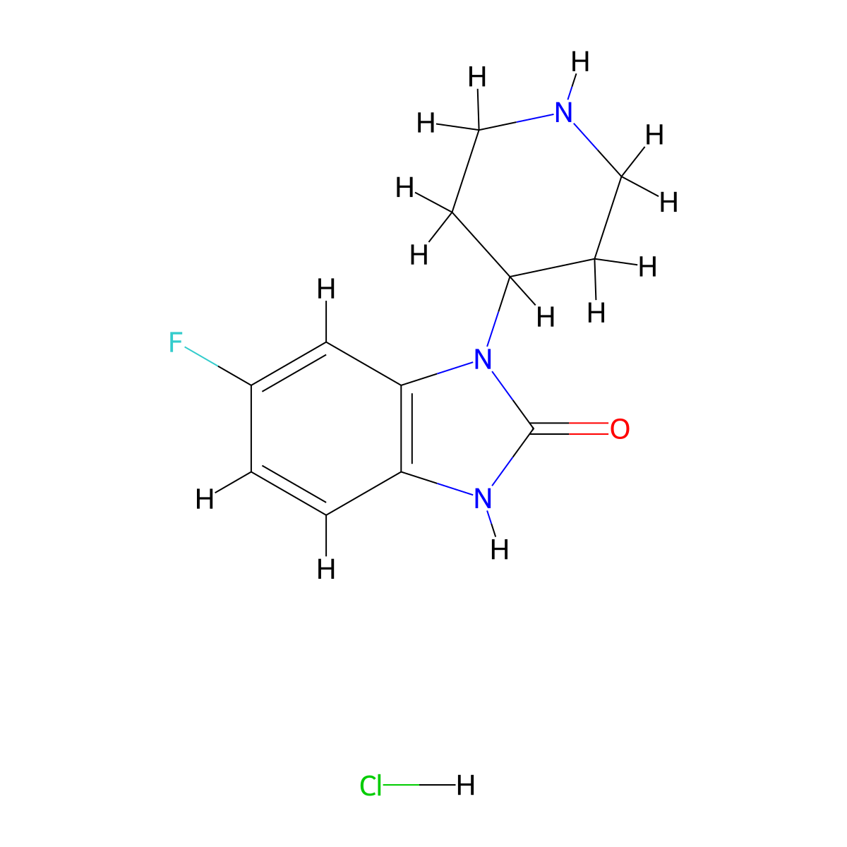 6-Fluoro-1-(Piperidin-4-Yl)-1H-Benzo[D]Imidazol-2(3H)-One Hydrochloride molecular structure, CAS 219325-16-3