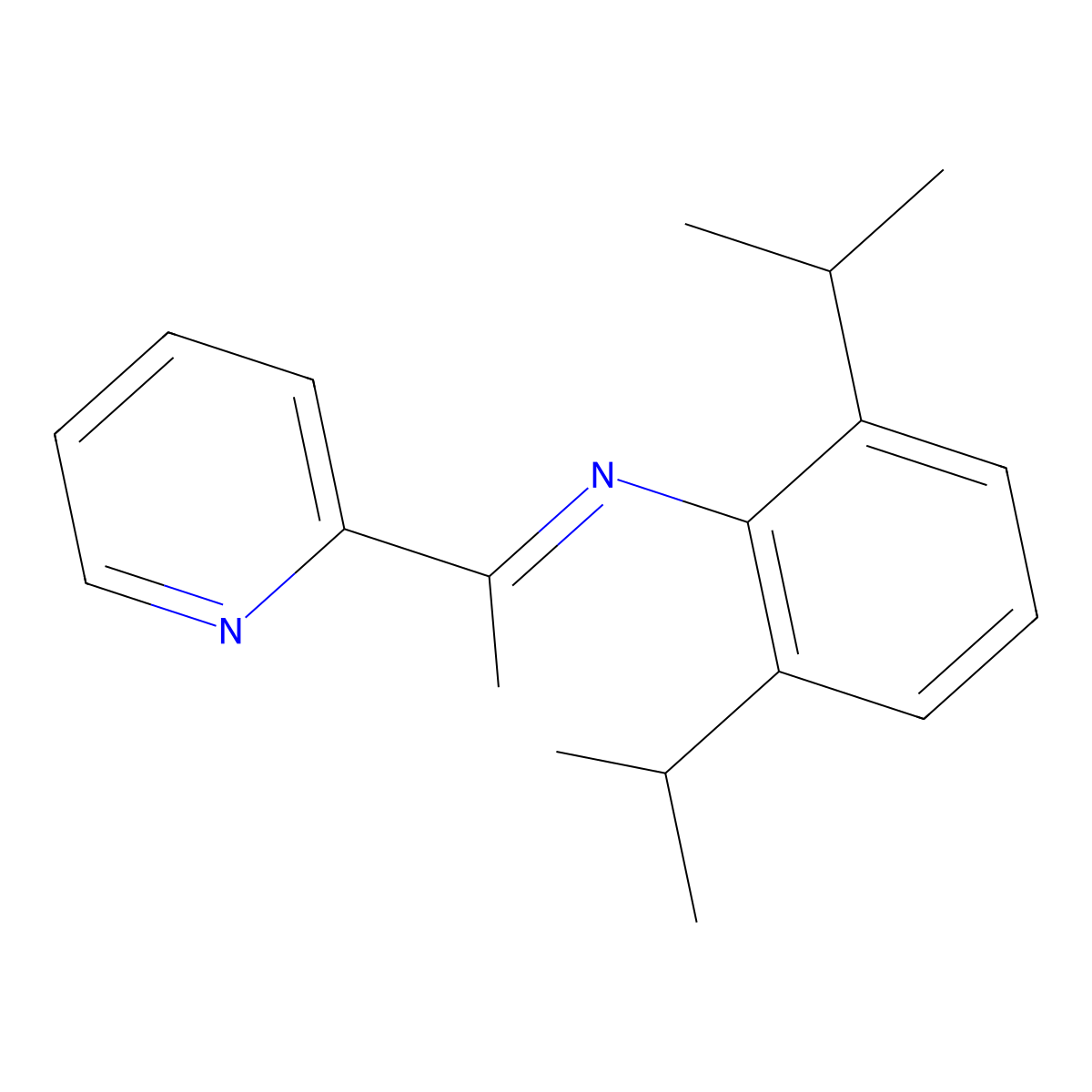 Benzenamine, 2,6-bis(1-methylethyl)-N-[1-(2-pyridinyl)ethylidene]- molecular structure, CAS 219325-26-5
