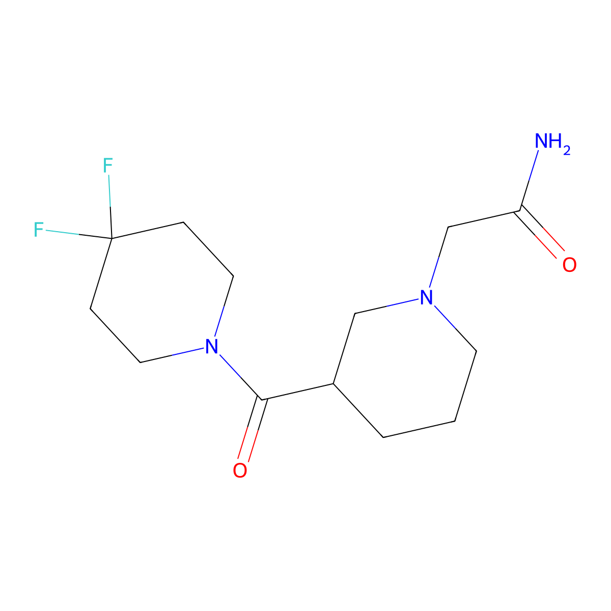 2-{3-[(4,4-Difluoropiperidin-1-yl)carbonyl]piperidin-1-yl}acetamide molecular structure, CAS 2193281-50-2