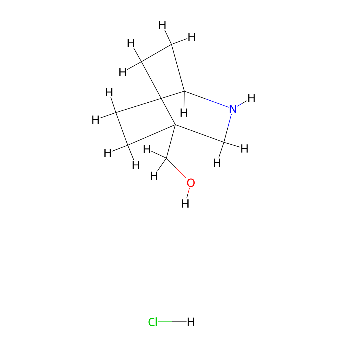 2-Azabicyclo[2.2.2]octan-4-ylmethanol hydrochloride molecular structure, CAS 21933-20-0