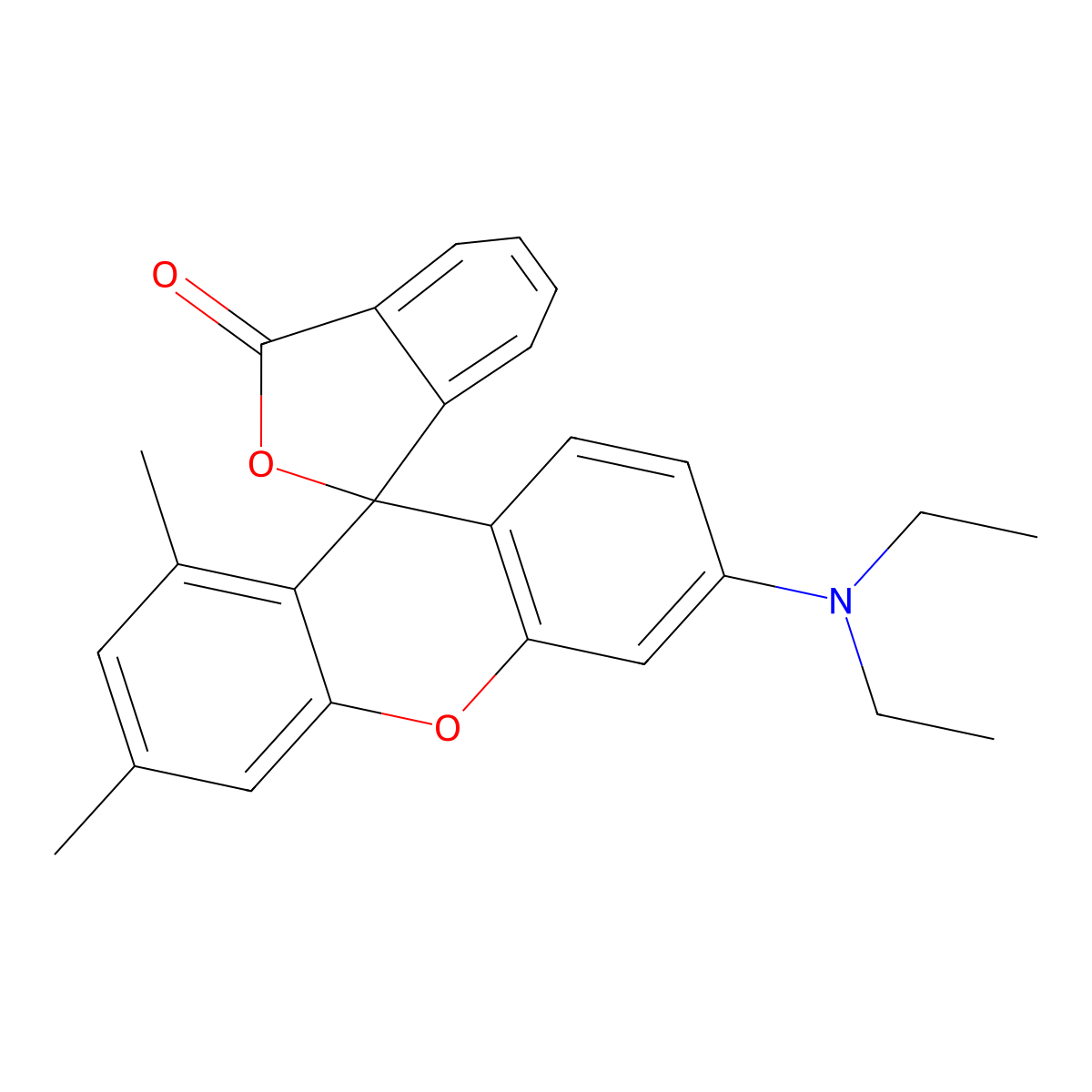 Spiro(isobenzofuran-1(3H),9'-(9H)xanthen)-3-one, 6'-(diethylamino)-1',3'-dimethyl- molecular structure, CAS 21934-68-9