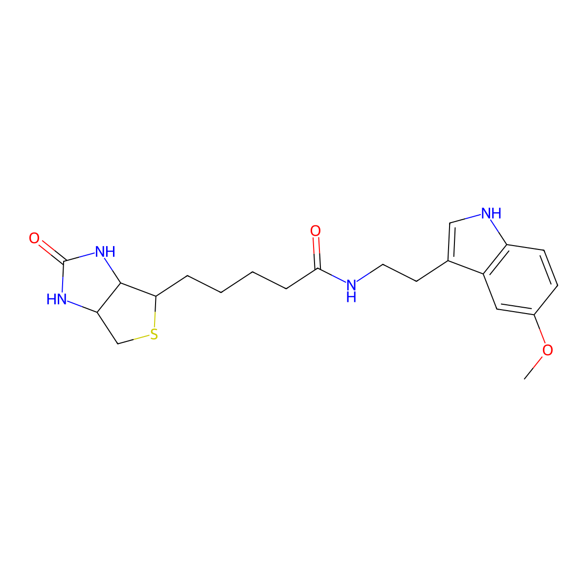 N-(2-(5-methoxy-1H-indol-3-yl)ethyl)-5-((3aS,4S,6aR)-2-oxohexahydro-1H-thieno[3,4-d]imidazol-4-yl)pentanamide molecular structure, CAS 2193462-87-0