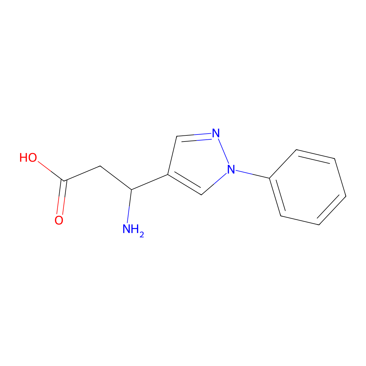 3-amino-3-(1-phenyl-1H-pyrazol-4-yl)propanoic acid molecular structure, CAS 21936-99-2