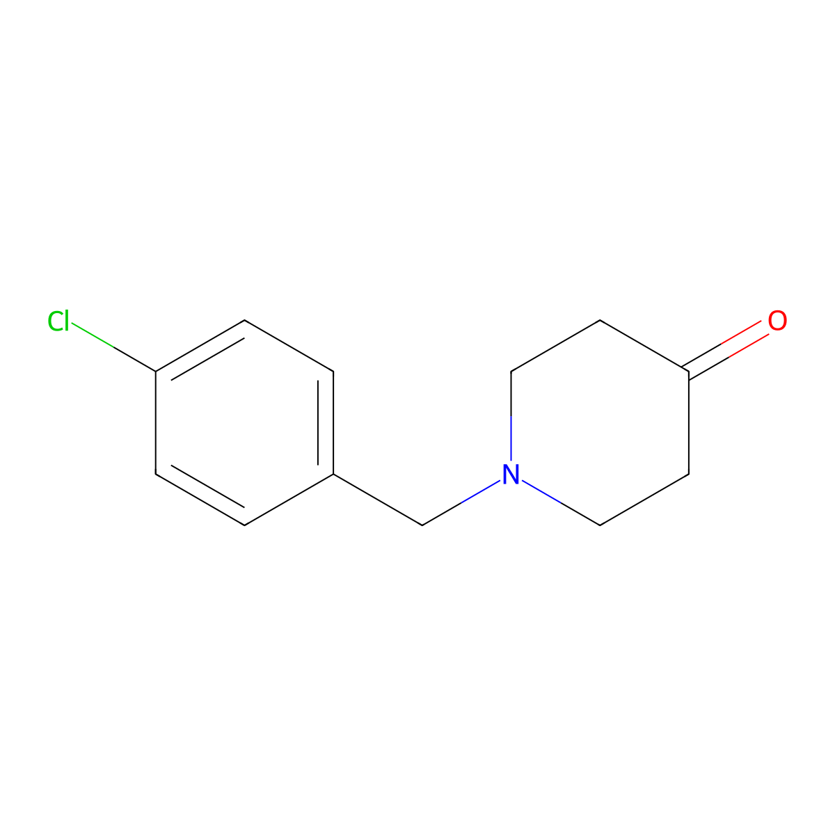 1-[(4-Chlorophenyl)methyl]piperidin-4-one molecular structure, CAS 21937-61-1