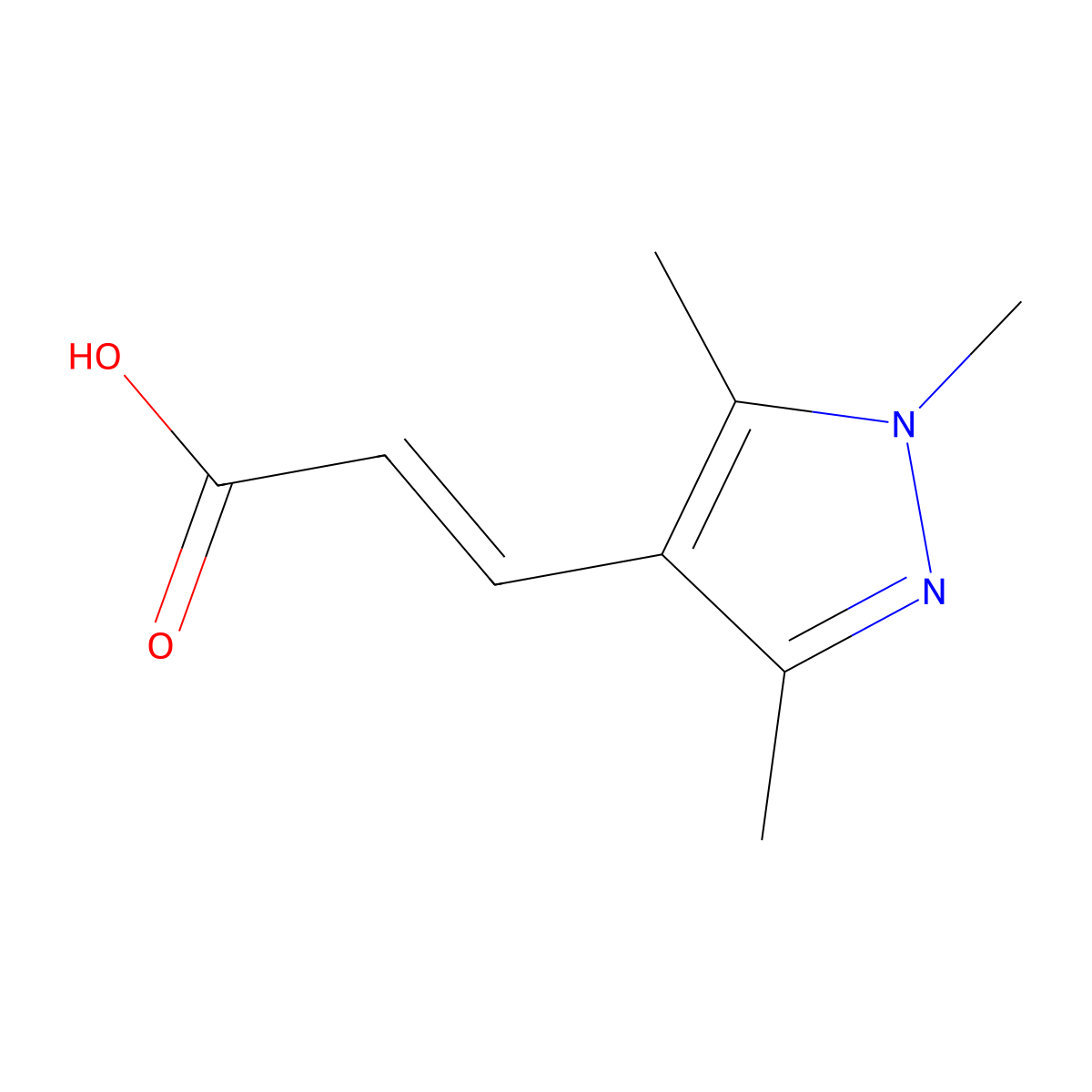 3-(1,3,5-Trimethyl-1H-pyrazol-4-yl)acrylic acid molecular structure, CAS 21937-88-2