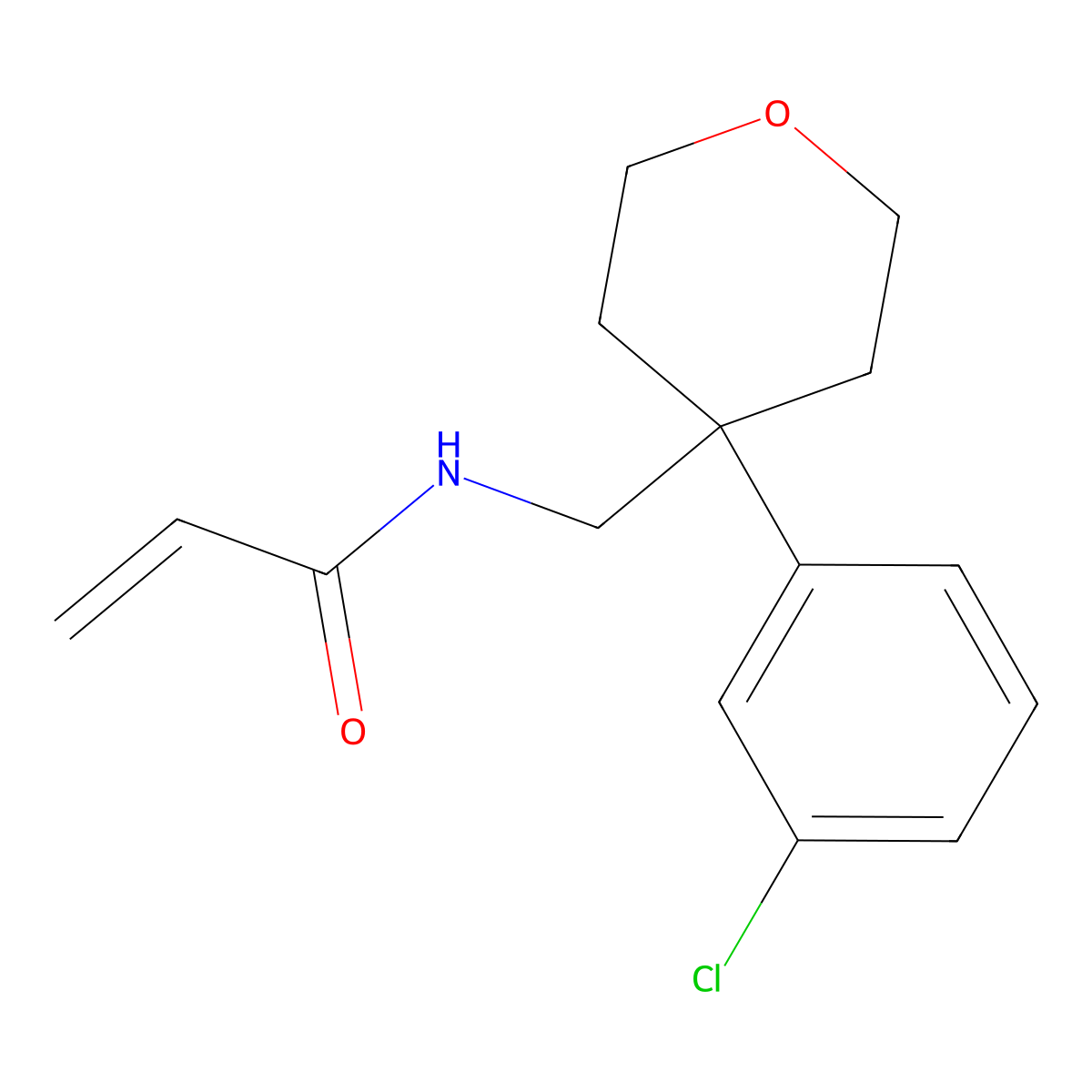 N-{[4-(3-chlorophenyl)oxan-4-yl]methyl}prop-2-enamide molecular structure, CAS 2193937-01-6