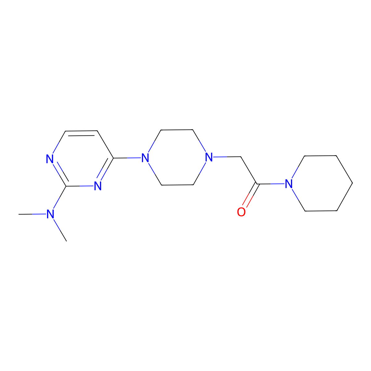 2-{4-[2-(Dimethylamino)pyrimidin-4-yl]piperazin-1-yl}-1-(piperidin-1-yl)ethan-1-one molecular structure, CAS 2193959-85-0