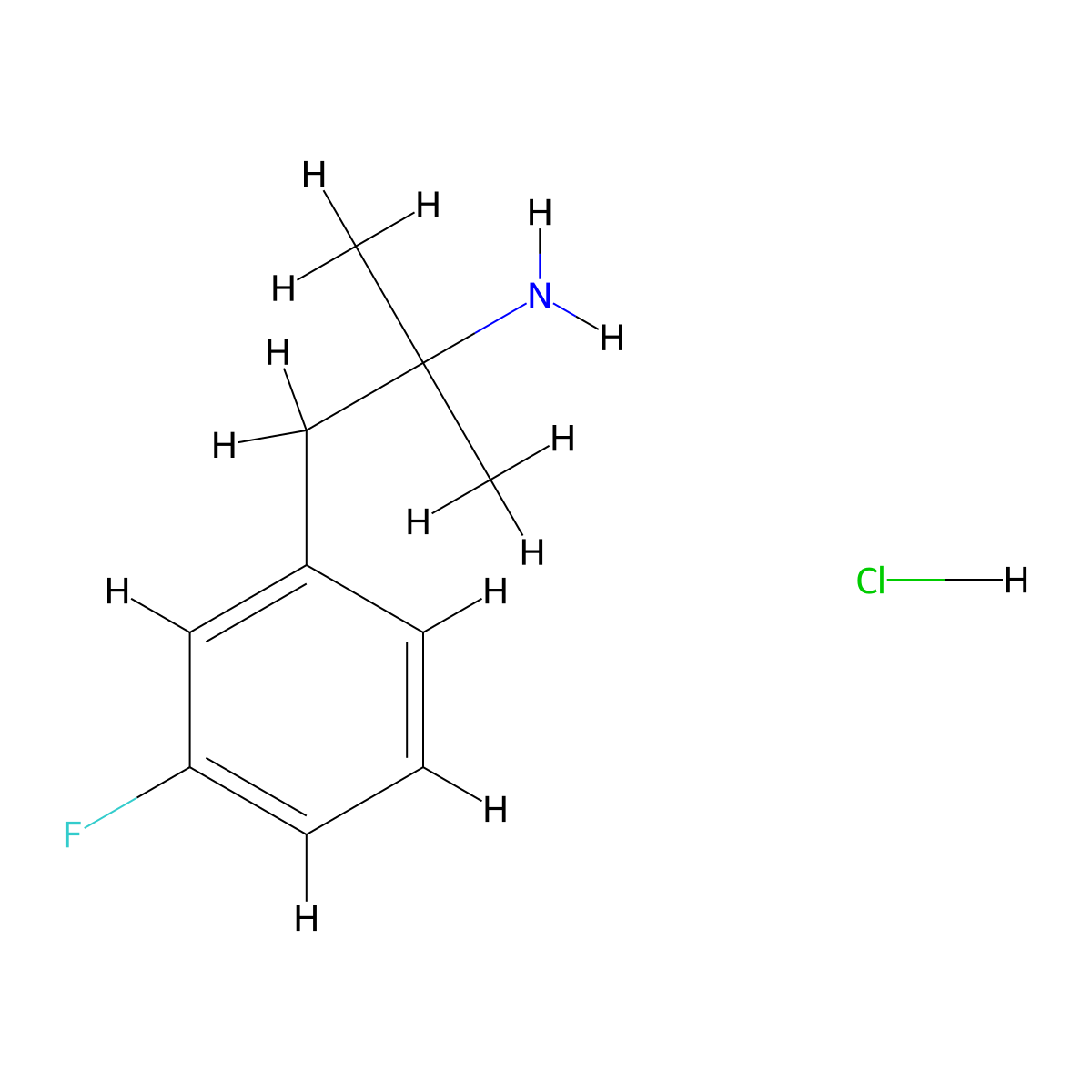 1-(3-Fluorophenyl)-2-methylpropan-2-amine--hydrogen chloride (1/1) molecular structure, CAS 2194-88-9