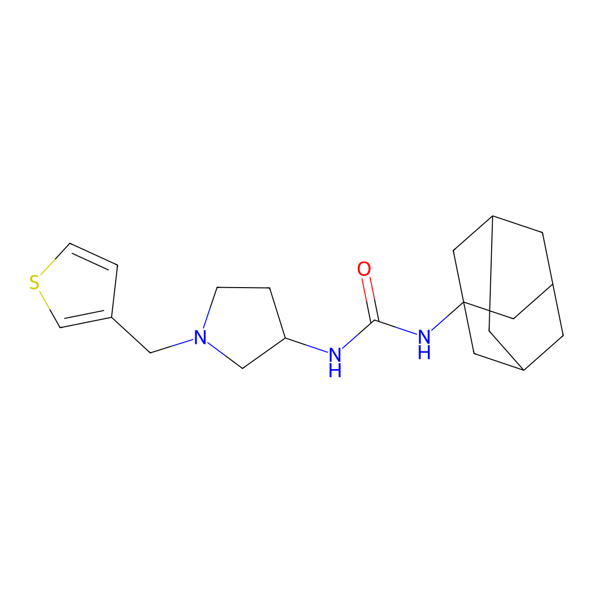 1-(Adamantan-1-yl)-3-{1-[(thiophen-3-yl)methyl]pyrrolidin-3-yl}urea molecular structure, CAS 2194147-56-1