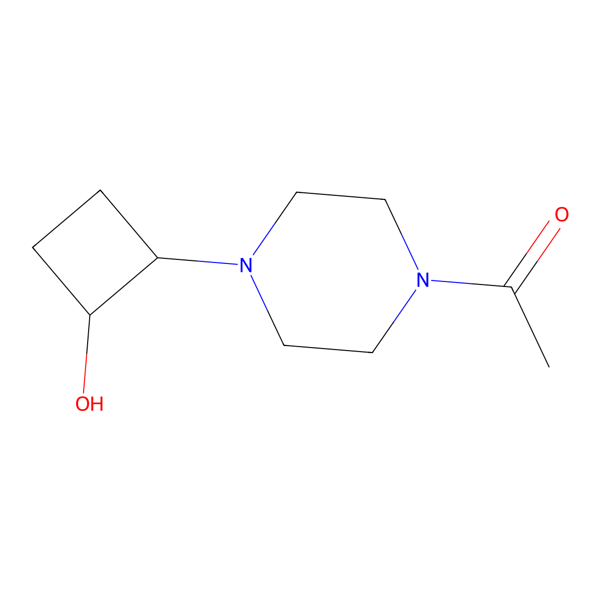 1-[4-(2-Hydroxycyclobutyl)piperazin-1-yl]ethan-1-one molecular structure, CAS 2194216-54-9