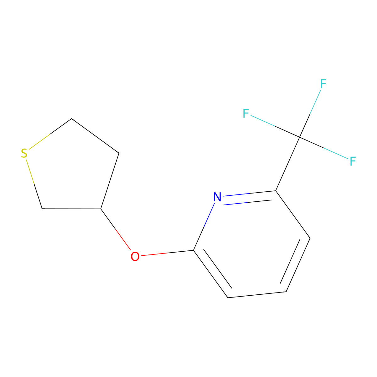 2-(Thiolan-3-yloxy)-6-(trifluoromethyl)pyridine molecular structure, CAS 2194216-72-1
