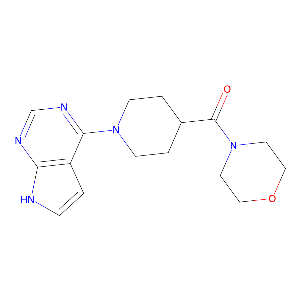 4-(1-{7H-Pyrrolo[2,3-D]pyrimidin-4-YL}piperidine-4-carbonyl)morpholine molecular structure, CAS 2194373-50-5