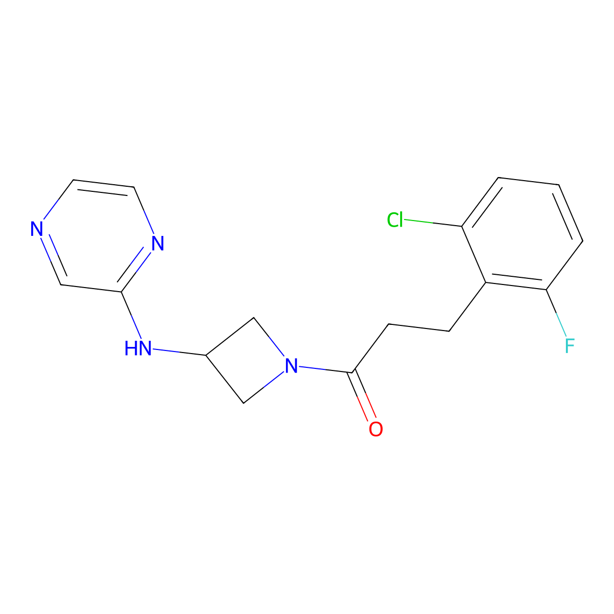 3-(2-Chloro-6-fluorophenyl)-1-{3-[(pyrazin-2-yl)amino]azetidin-1-yl}propan-1-one molecular structure, CAS 2194448-60-5