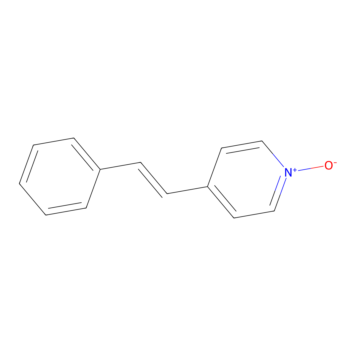 4-[(E)-2-Phenylethenyl]pyridin-1-ium-1-olate molecular structure, CAS 21945-42-6