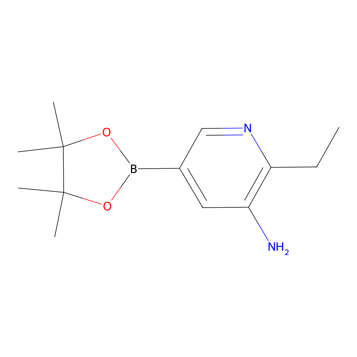2-Ethyl-5-(4,4,5,5-tetramethyl-1,3,2-dioxaborolan-2-yl)pyridin-3-amine molecular structure, CAS 2194550-42-8