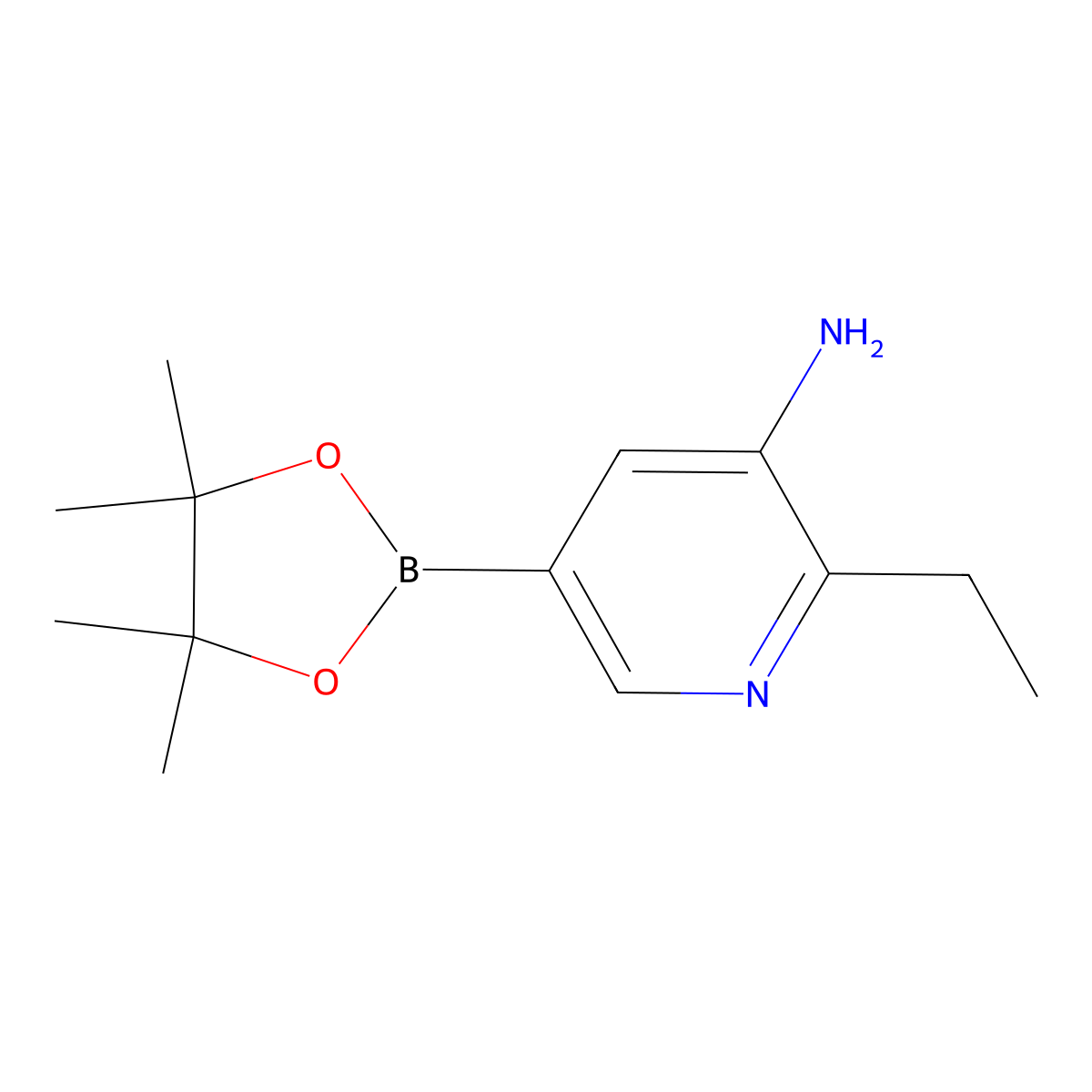 2-Ethyl-5-(4,4,5,5-tetramethyl-1,3,2-dioxaborolan-2-yl)pyridin-3-amine molecular structure, CAS 2194550-42-8