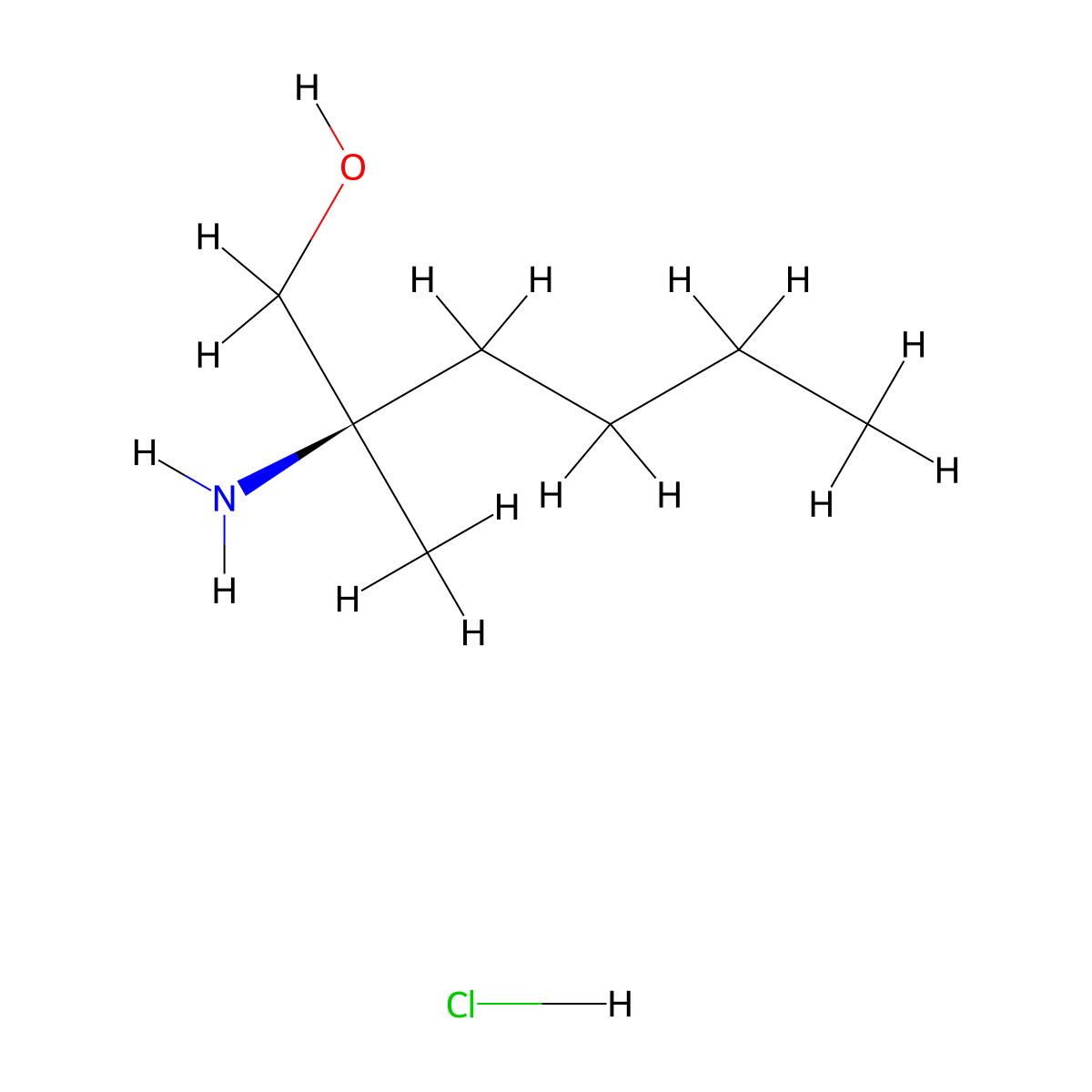 (2R)-2-amino-2-methylhexan-1-ol hydrochloride molecular structure, CAS 2194586-64-4