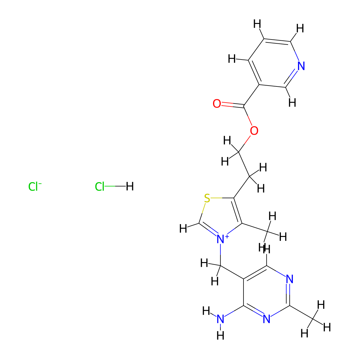Thiamine, nicotinate (ester), monohydrochloride molecular structure, CAS 21946-31-6