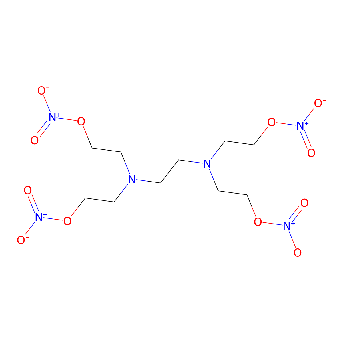 Ethanol, 2,2',2'',2'''-(1,2-ethanediyldinitrilo)tetrakis-, 1,1',1'',1'''-tetranitrate molecular structure, CAS 21946-79-2