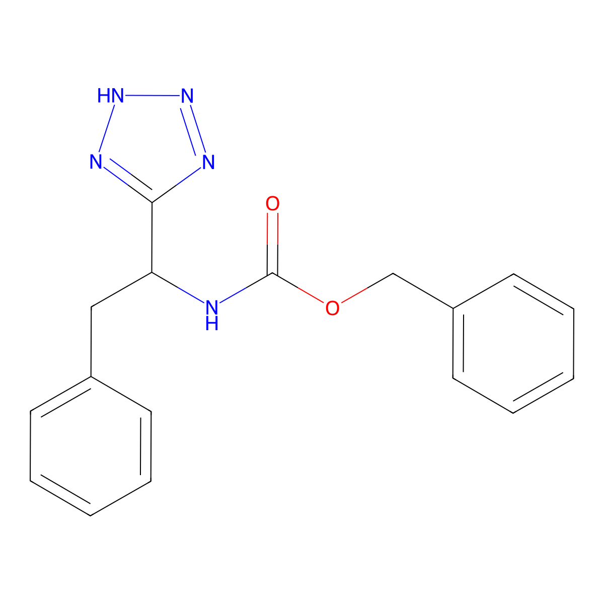 benzyl [2-phenyl-1-(1H-tetrazol-5-yl)ethyl]carbamate molecular structure, CAS 21947-23-9