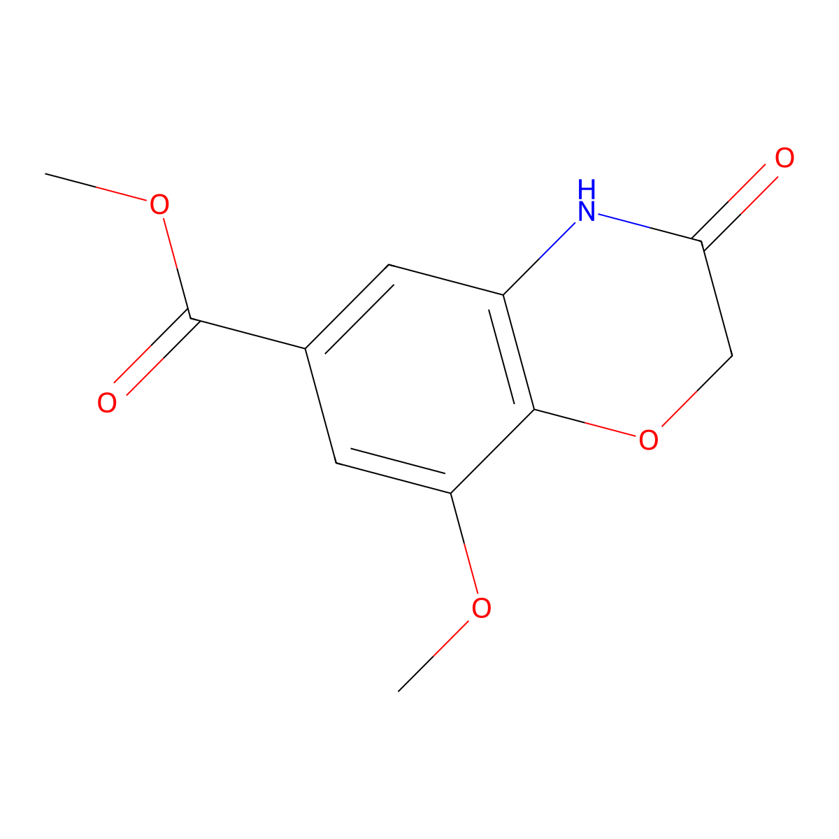 methyl 8-methoxy-3-oxo-3,4-dihydro-2H-1,4-benzoxazine-6-carboxylate molecular structure, CAS 219477-26-6