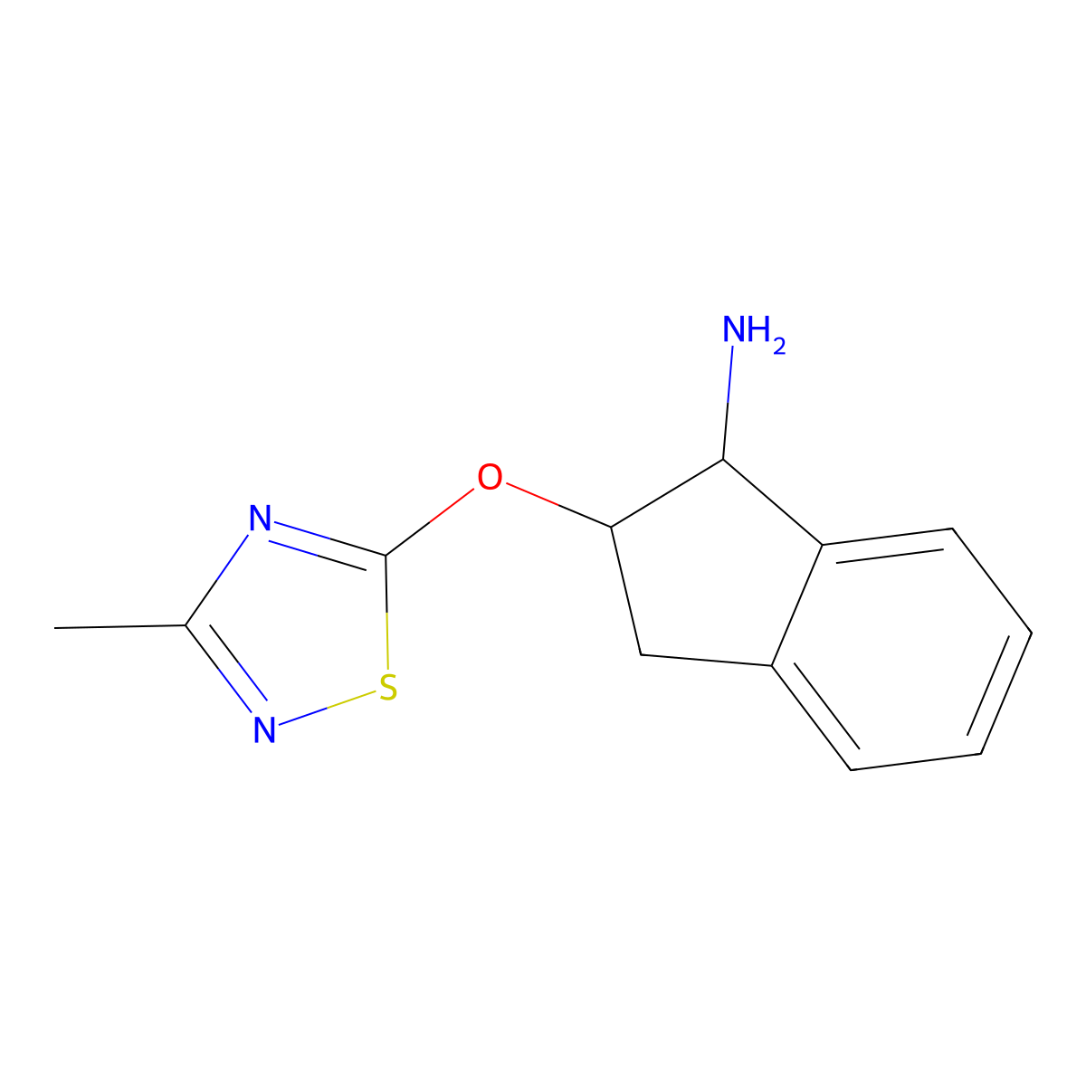 2-[(3-methyl-1,2,4-thiadiazol-5-yl)oxy]-2,3-dihydro-1H-inden-1-amine molecular structure, CAS 2194843-19-9