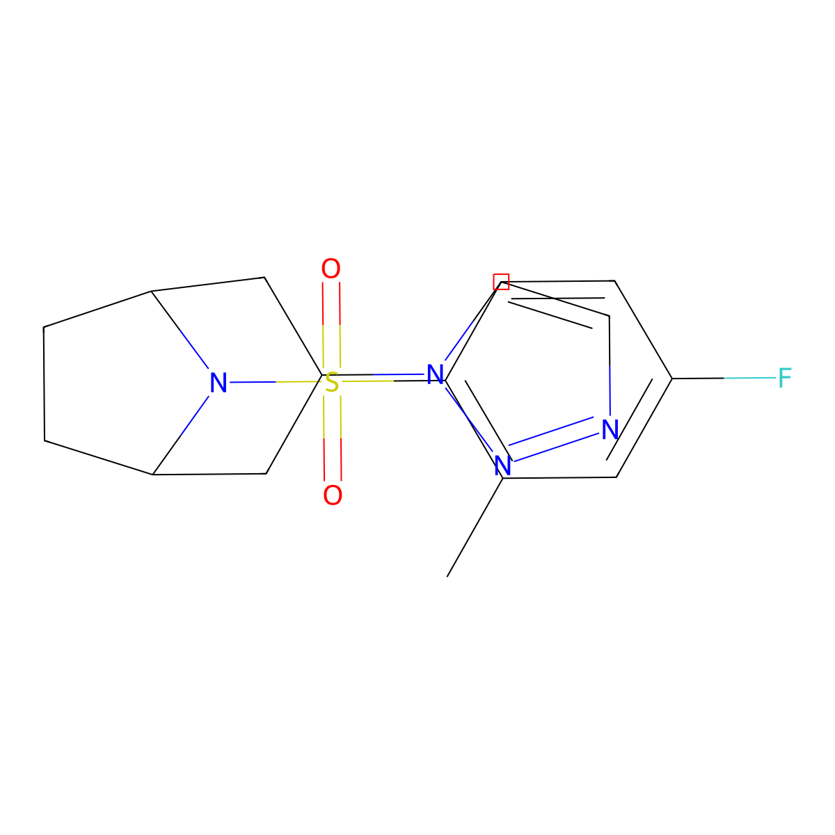 8-(4-fluoro-2-methylbenzenesulfonyl)-3-(1H-1,2,3-triazol-1-yl)-8-azabicyclo[3.2.1]octane molecular structure, CAS 2194843-40-6