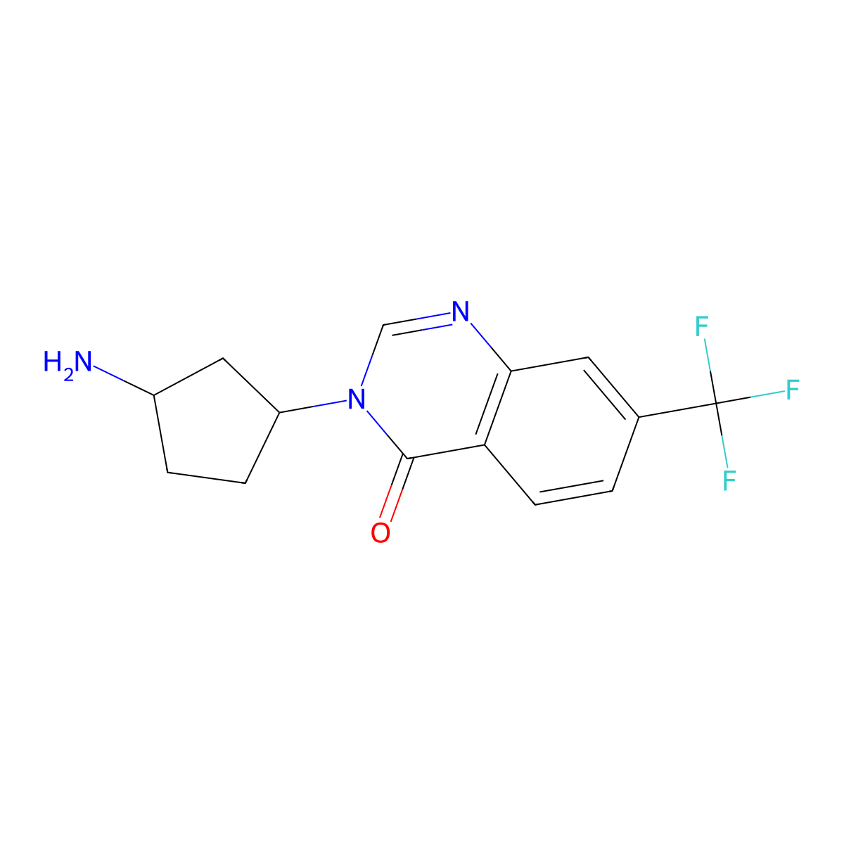 3-[rel-(1R,3R)-3-aminocyclopentyl]-7-(trifluoromethyl)-4(3H)-quinazolinone hydrochloride molecular structure, CAS 2194843-48-4