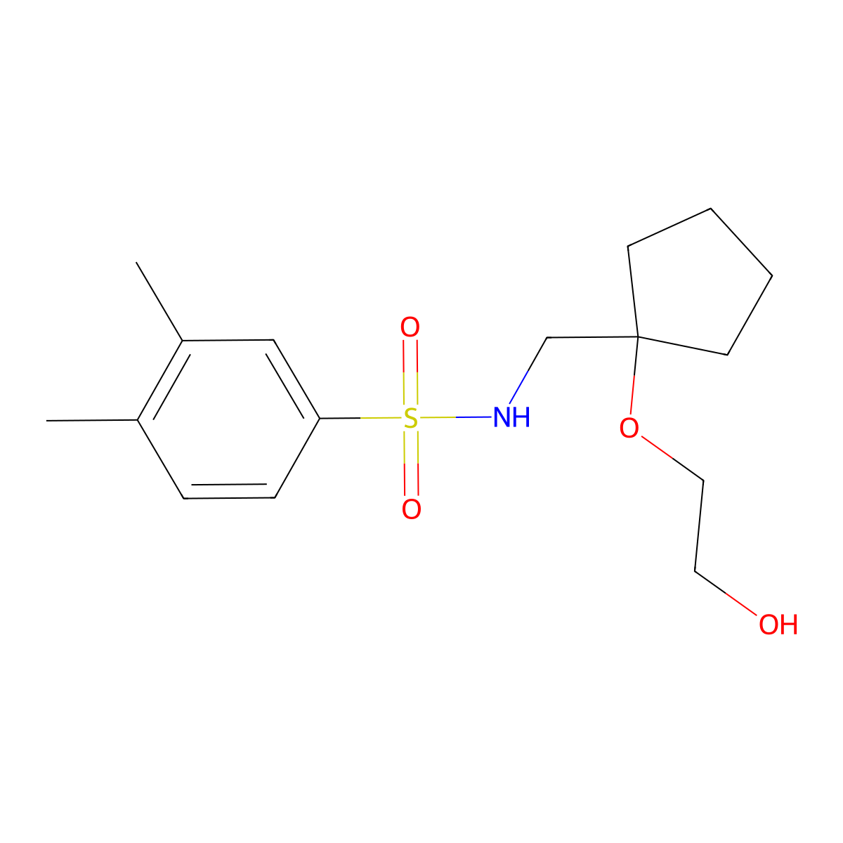 N-{[1-(2-hydroxyethoxy)cyclopentyl]methyl}-3,4-dimethylbenzene-1-sulfonamide molecular structure, CAS 2194843-62-2