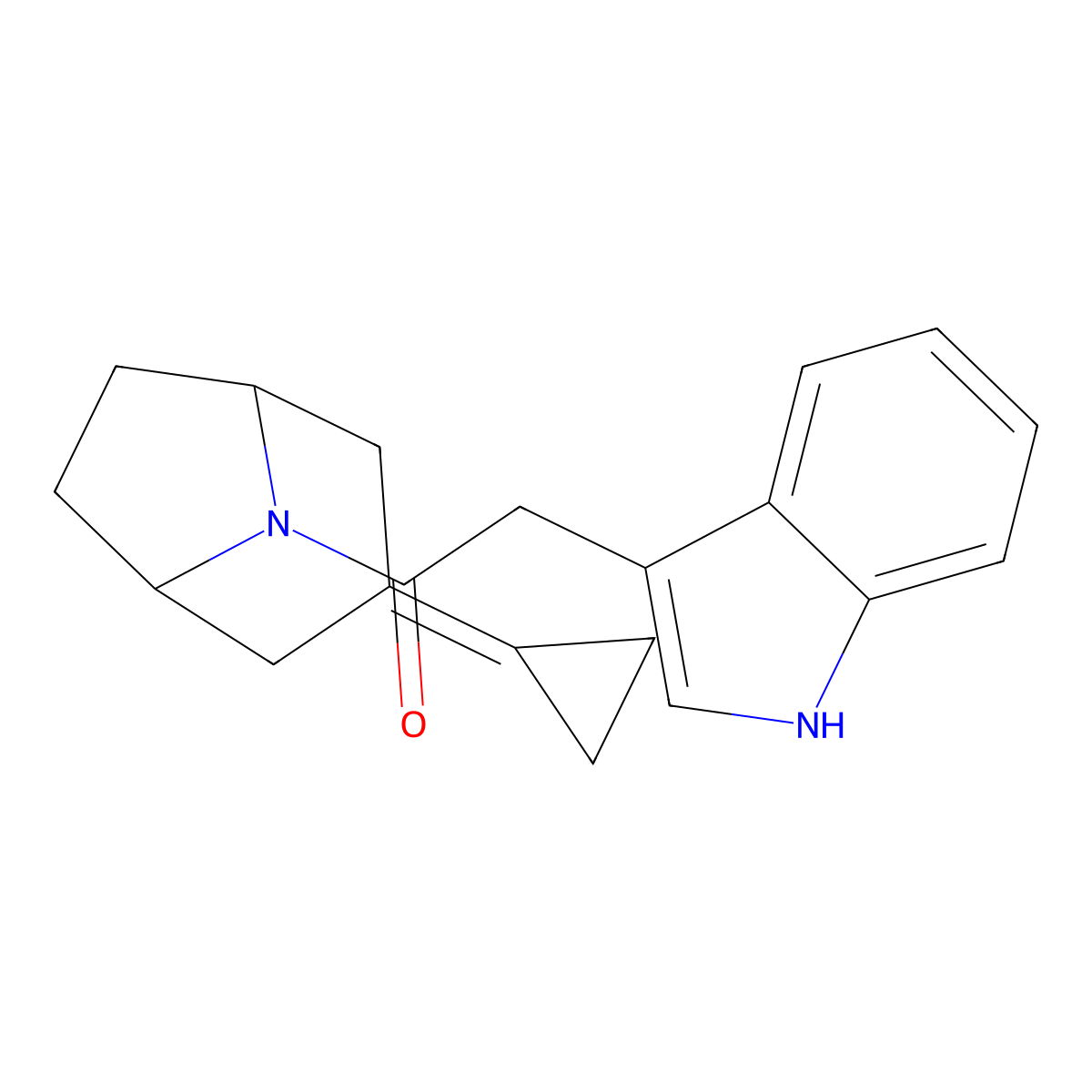1-{3-cyclopropylidene-8-azabicyclo[3.2.1]octan-8-yl}-2-(1H-indol-3-yl)ethan-1-one molecular structure, CAS 2194843-94-0