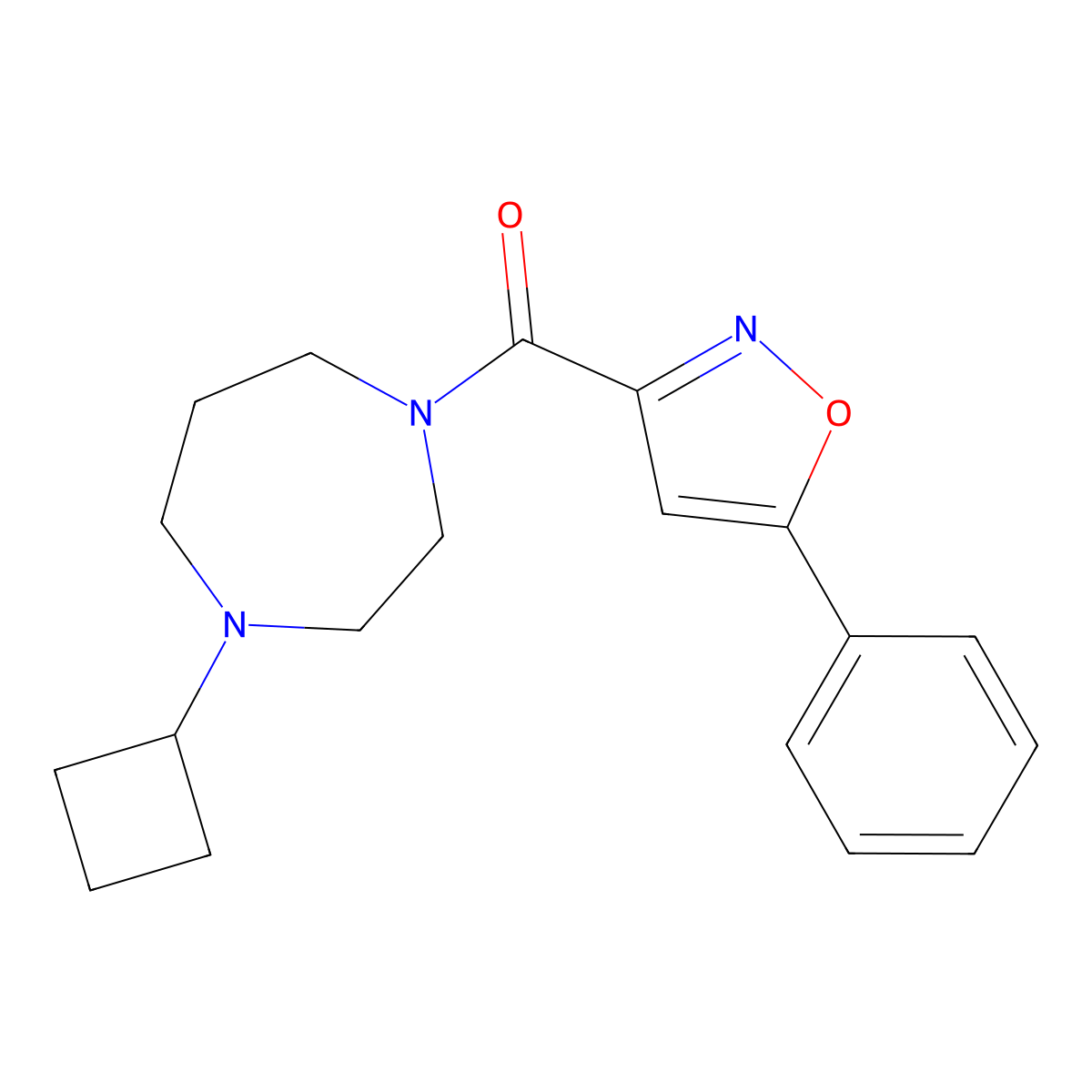 1-Cyclobutyl-4-(5-phenyl-1,2-oxazole-3-carbonyl)-1,4-diazepane molecular structure, CAS 2194843-99-5