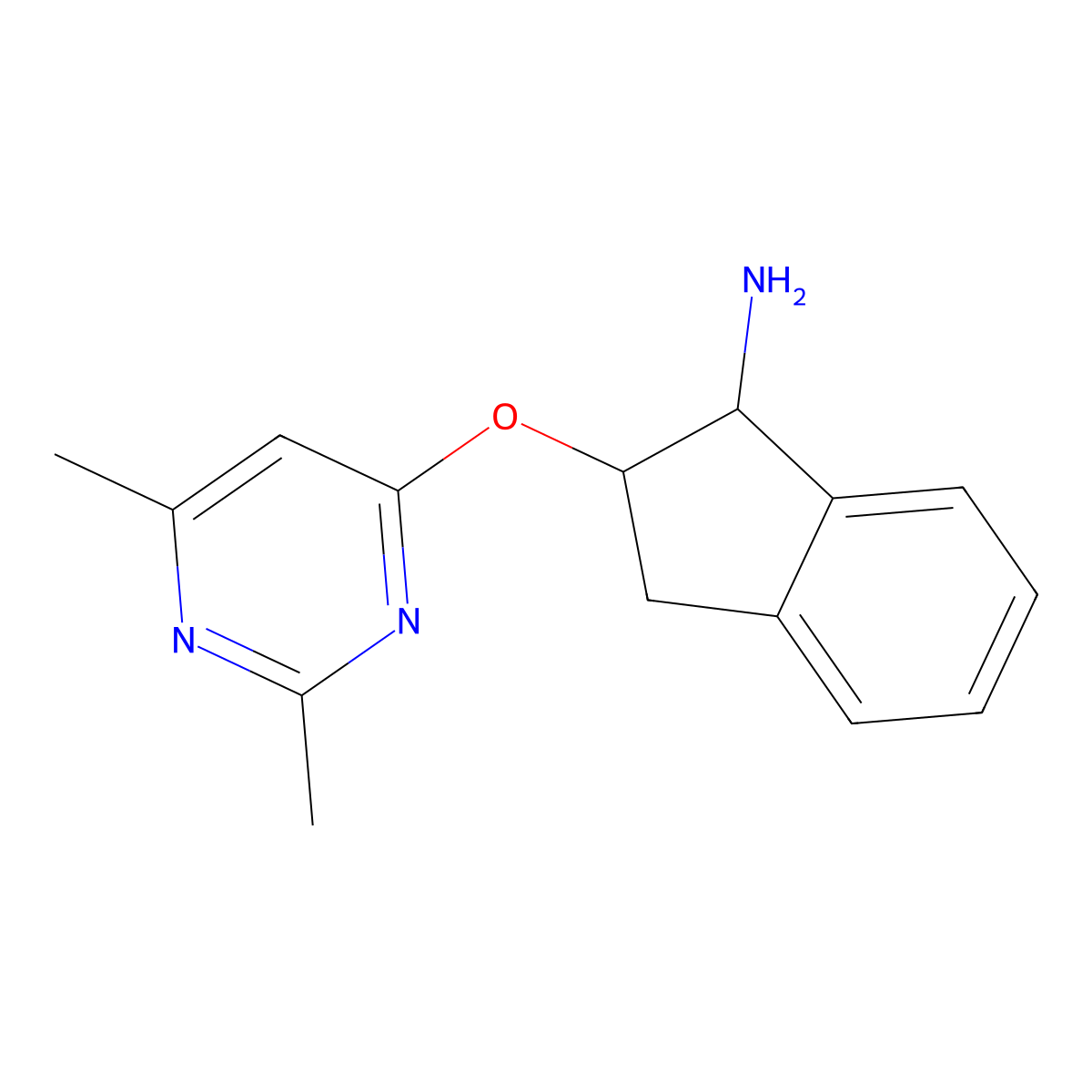 2-[(2,6-dimethylpyrimidin-4-yl)oxy]-2,3-dihydro-1H-inden-1-amine molecular structure, CAS 2194844-29-4