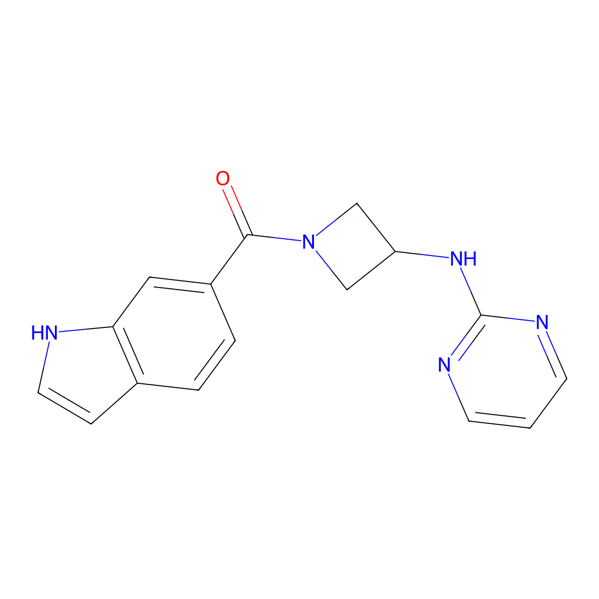 N-[1-(1H-indole-6-carbonyl)azetidin-3-yl]pyrimidin-2-amine molecular structure, CAS 2194844-30-7