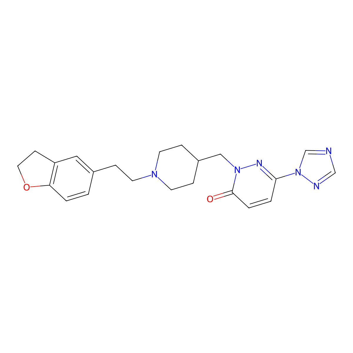 2-({1-[2-(2,3-dihydro-1-benzofuran-5-yl)ethyl]piperidin-4-yl}methyl)-6-(1H-1,2,4-triazol-1-yl)-2,3-dihydropyridazin-3-one molecular structure, CAS 2194844-40-9