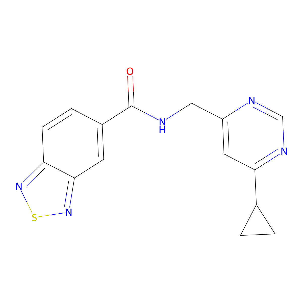 N-[(6-cyclopropylpyrimidin-4-yl)methyl]-2,1,3-benzothiadiazole-5-carboxamide molecular structure, CAS 2194844-49-8