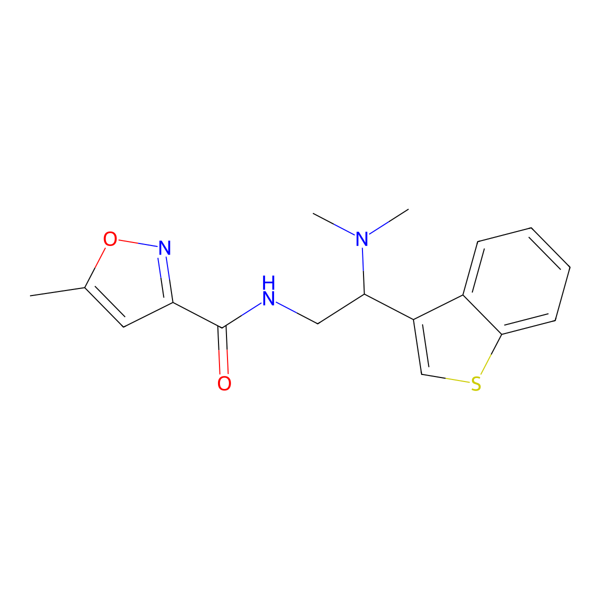 N-[2-(1-benzothiophen-3-yl)-2-(dimethylamino)ethyl]-5-methyl-1,2-oxazole-3-carboxamide molecular structure, CAS 2194844-84-1