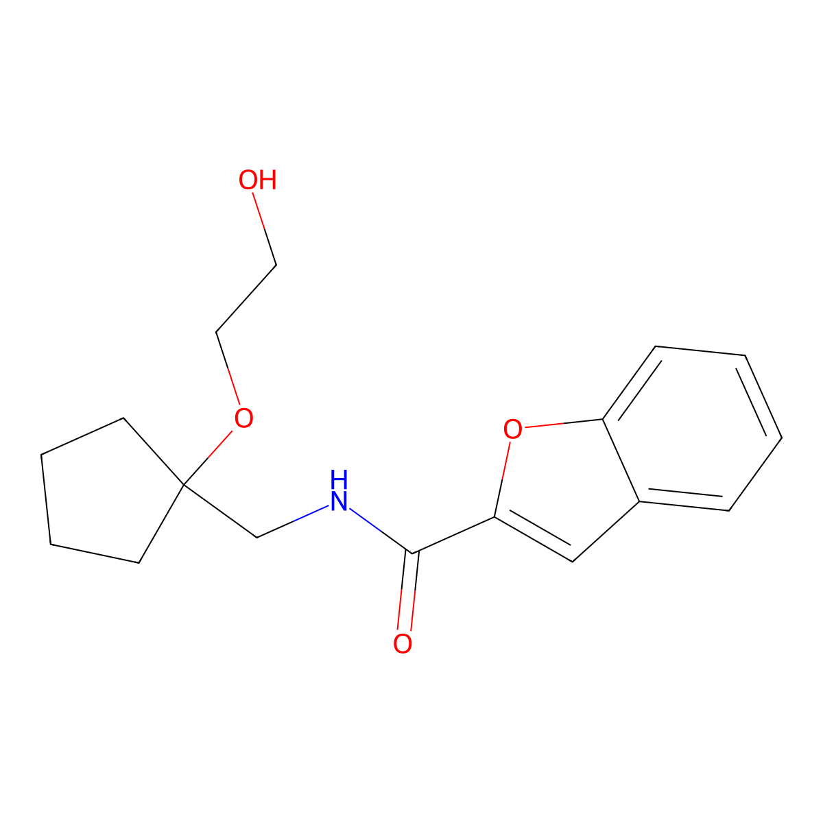 N-((1-(2-hydroxyethoxy)cyclopentyl)methyl)benzofuran-2-carboxamide molecular structure, CAS 2194845-11-7