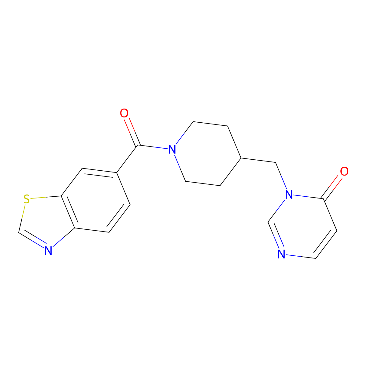3-{[1-(1,3-Benzothiazole-6-carbonyl)piperidin-4-yl]methyl}-3,4-dihydropyrimidin-4-one molecular structure, CAS 2194845-54-8