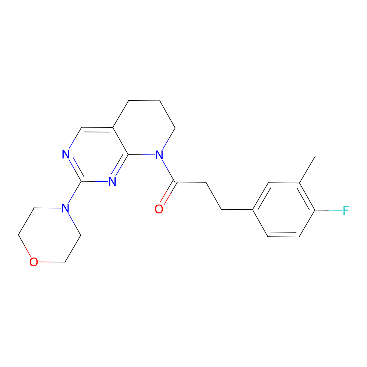 3-(4-fluoro-3-methylphenyl)-1-(2-morpholino-6,7-dihydropyrido[2,3-d]pyrimidin-8(5H)-yl)propan-1-one molecular structure, CAS 2194845-60-6