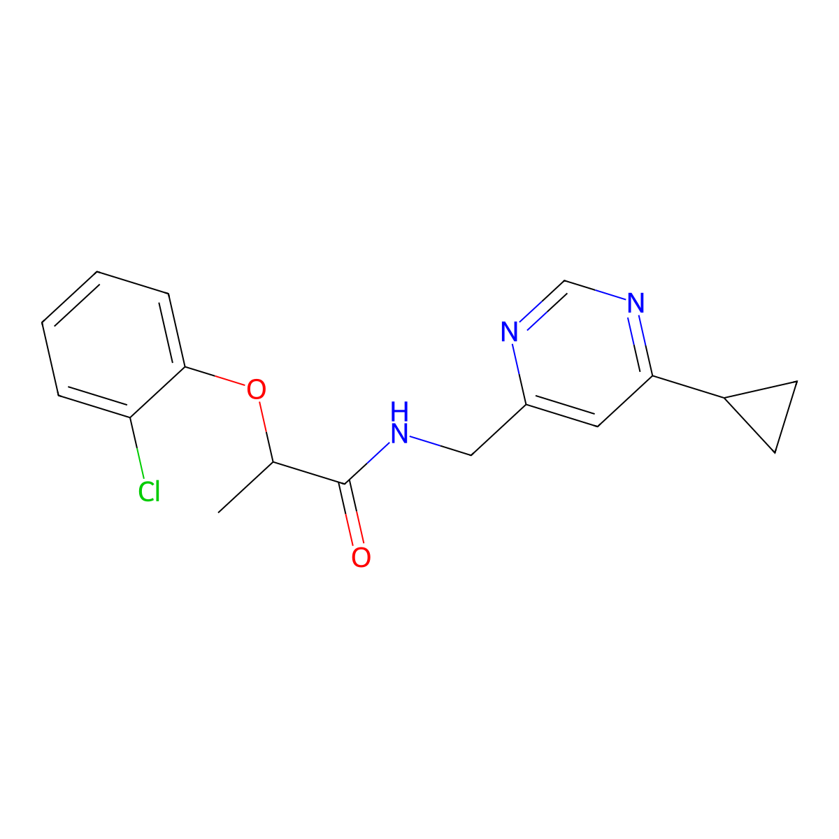 2-(2-chlorophenoxy)-N-[(6-cyclopropylpyrimidin-4-yl)methyl]propanamide molecular structure, CAS 2194845-78-6