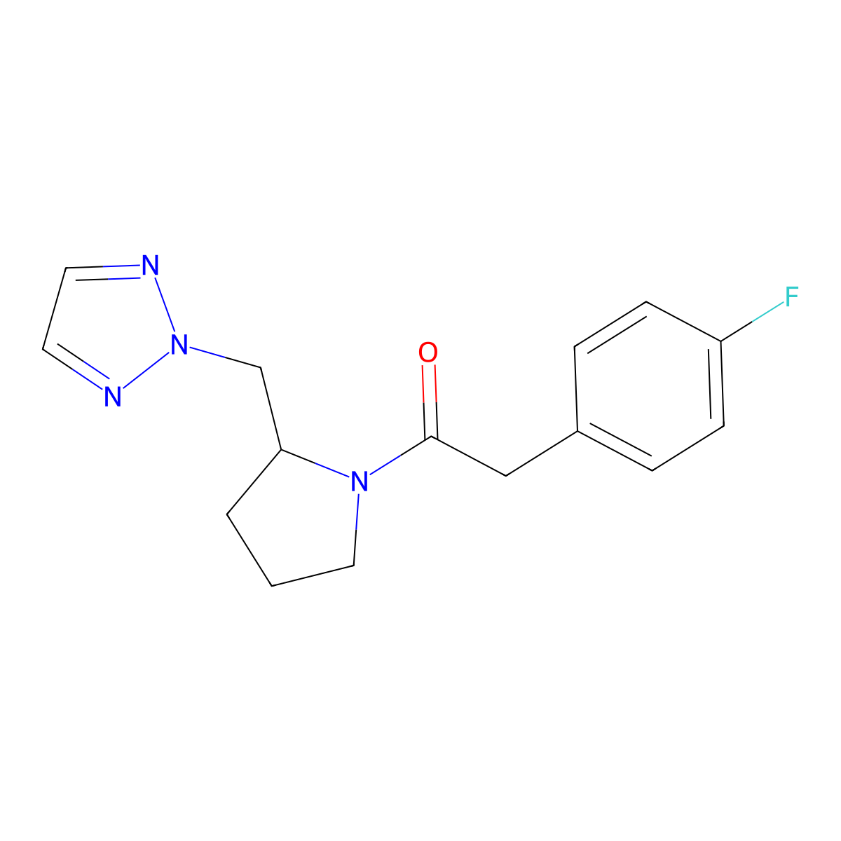 1-(2-((2H-1,2,3-triazol-2-yl)methyl)pyrrolidin-1-yl)-2-(4-fluorophenyl)ethan-1-one molecular structure, CAS 2194845-90-2