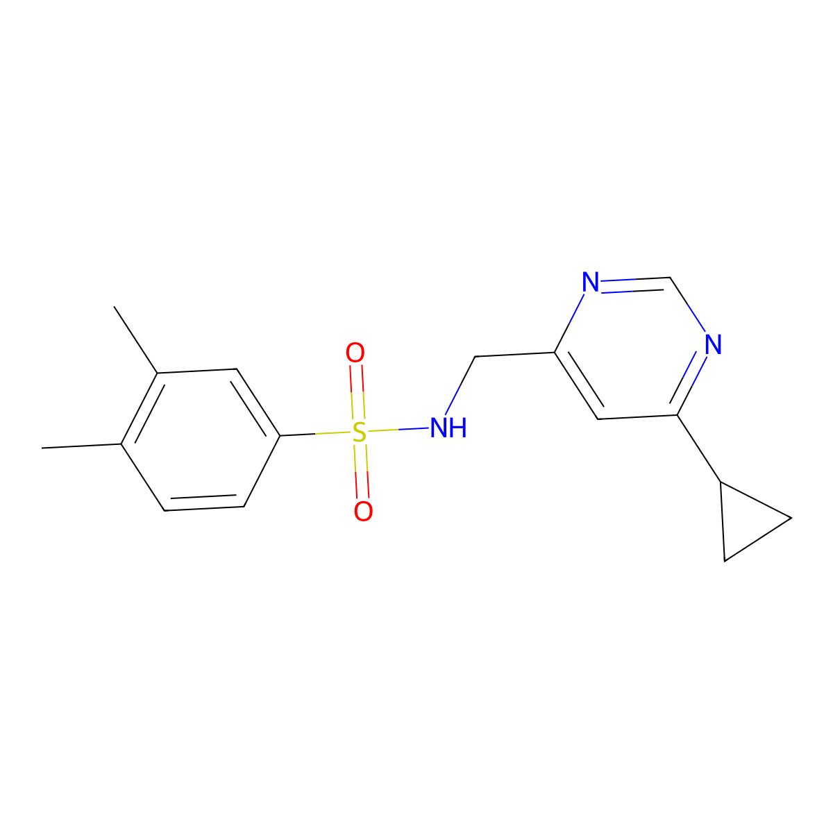 N-((6-cyclopropylpyrimidin-4-yl)methyl)-3,4-dimethylbenzenesulfonamide molecular structure, CAS 2194846-04-1