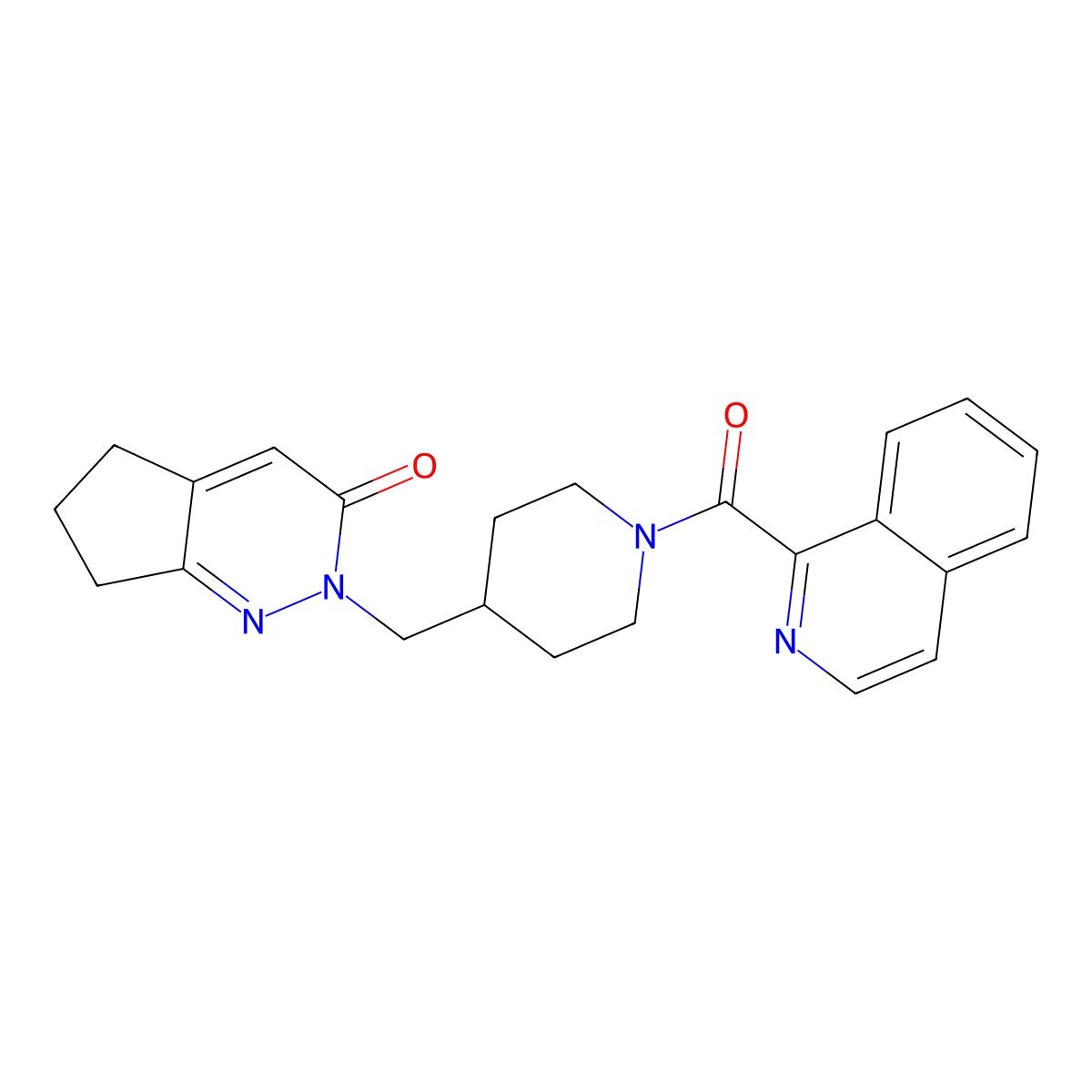 2-{[1-(isoquinoline-1-carbonyl)piperidin-4-yl]methyl}-2H,3H,5H,6H,7H-cyclopenta[c]pyridazin-3-one molecular structure, CAS 2194846-11-0