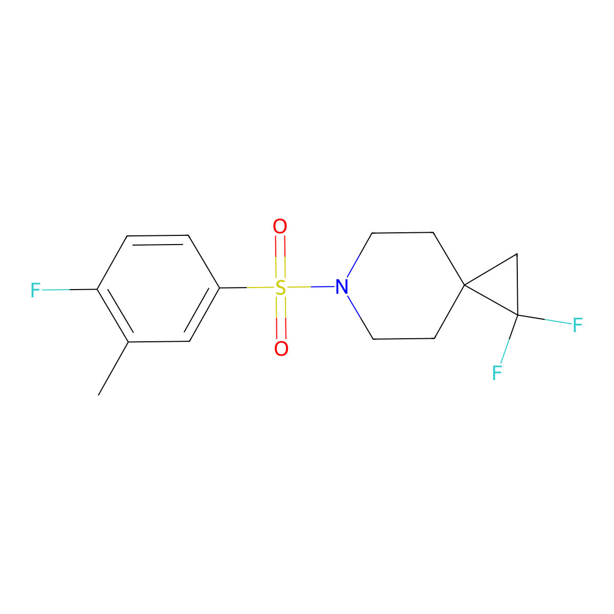 1,1-Difluoro-6-((4-fluoro-3-methylphenyl)sulfonyl)-6-azaspiro[2.5]octane molecular structure, CAS 2194846-47-2